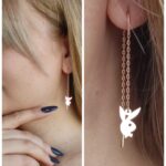 Срібні сережки кролик в позолоті