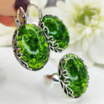 масивні прикраси зелений бурштин подарок на день рождения