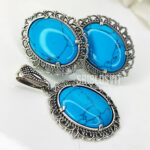 прикраси з бірюзи блакитний камінь королівські прикраси срібні масивні прикраси