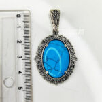 прикраси з бірюзи блакитний камінь королівські прикраси срібні масивні прикраси - Зображення 4