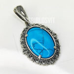 прикраси з бірюзи блакитний камінь королівські прикраси срібні масивні прикраси - Зображення 3