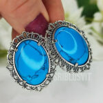 прикраси з бірюзи блакитний камінь королівські прикраси срібні масивні прикраси - Зображення 2