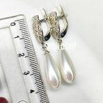 срібні сережки з перлиною - Зображення 2