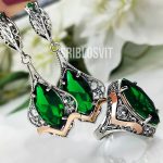 срібні набори з золотими пластинами прикраси з смарагдом