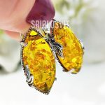 сережки з бурштину краплина сонця в сріблі