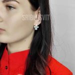 сережки з перлиною кульчики з перлиною - Зображення 2